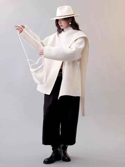 AnnoMundi Frost Velvet Wrap Collar Wool Coat Jacket