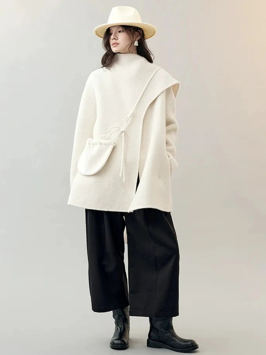 AnnoMundi Frost Velvet Wrap Collar Wool Coat Jacket