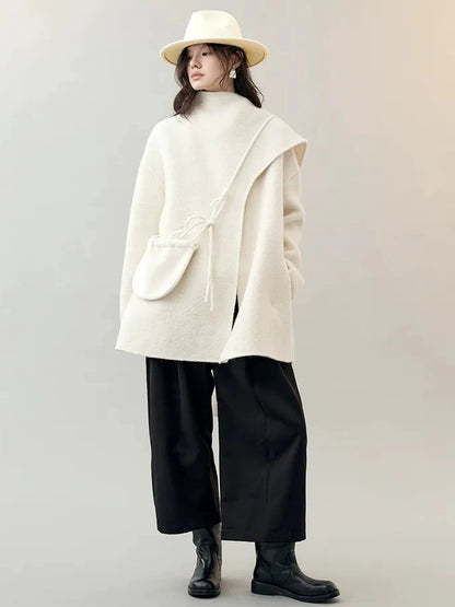 AnnoMundi Frost Velvet Wrap Collar Wool Coat Jacket