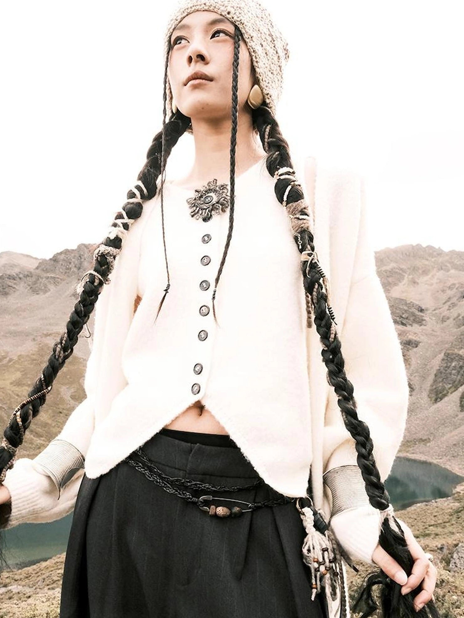 AnnoMundi Frost White Dream Long Knit Vest Set Suits