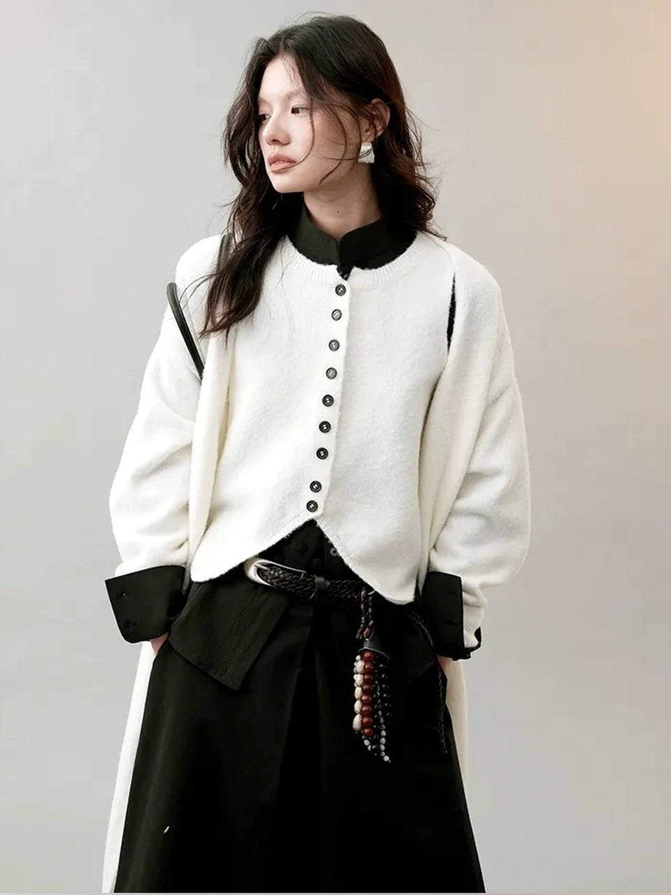 AnnoMundi Frost White Dream Long Knit Vest Set Suits