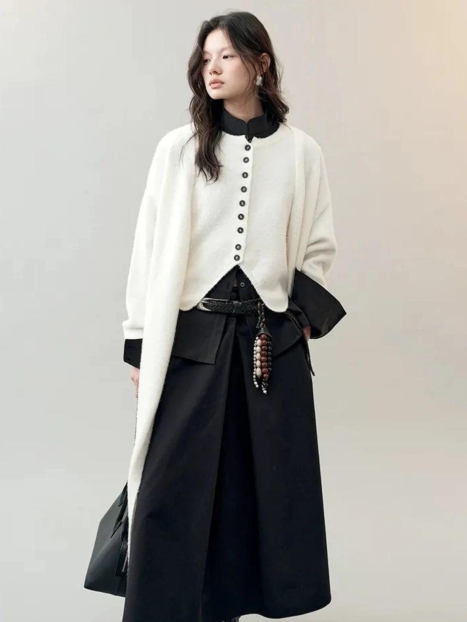 AnnoMundi Frost White Dream Long Knit Vest Set Suits