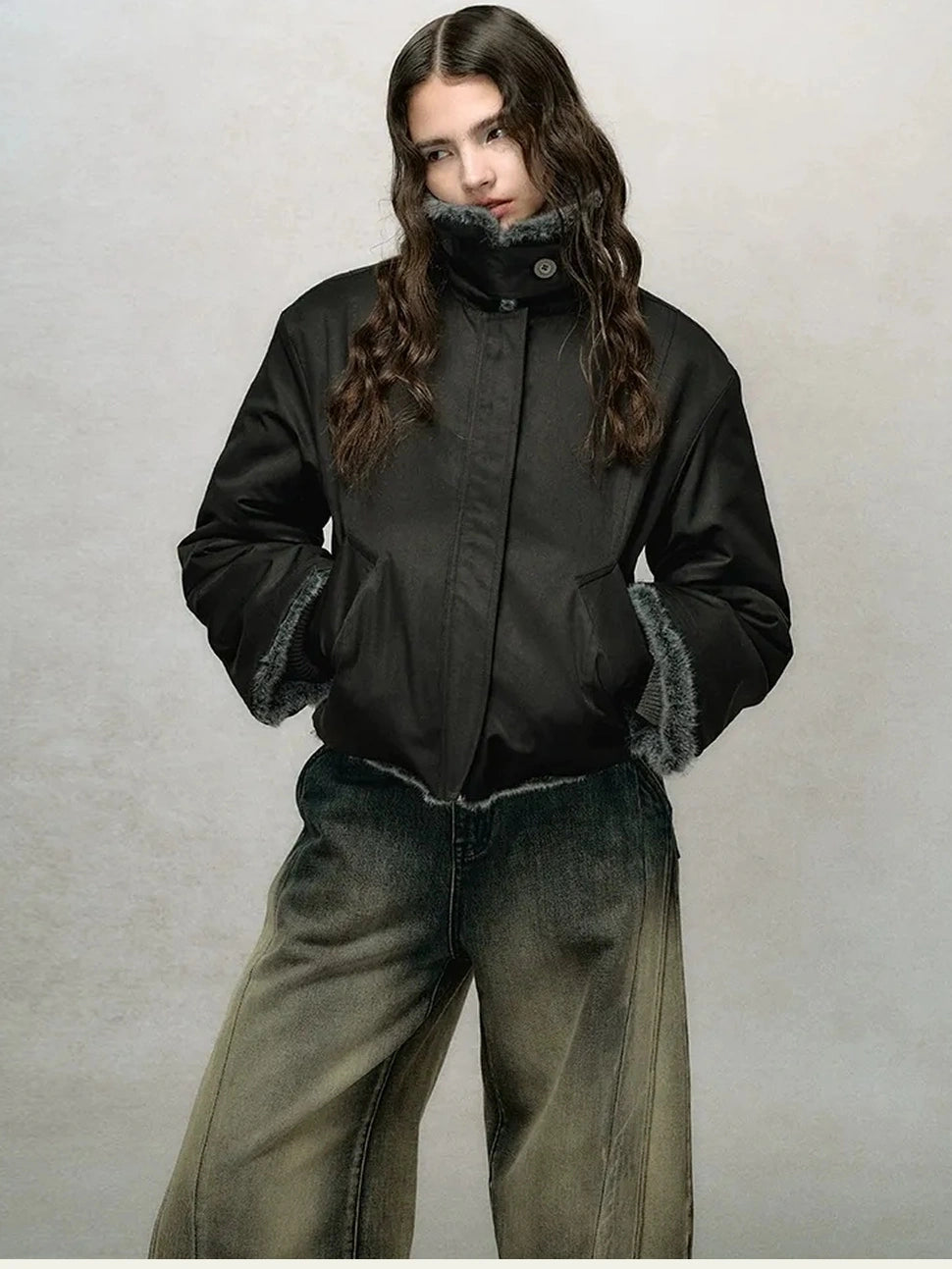 AnnoMundi Frostshadow Tweed Short Eco Fur Jacket Jacket