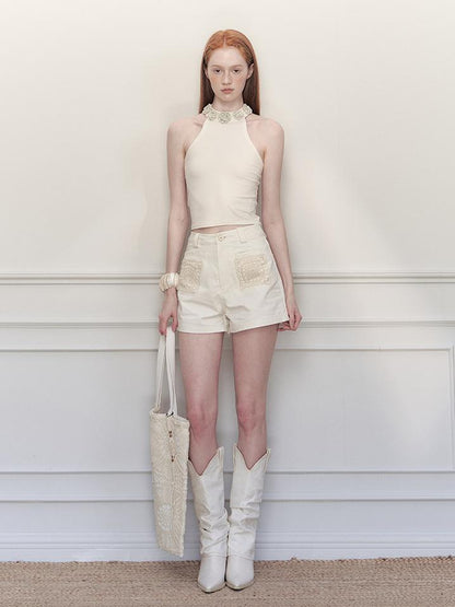AnnoMundi Geometric Bloom Embroidered Canvas Tote