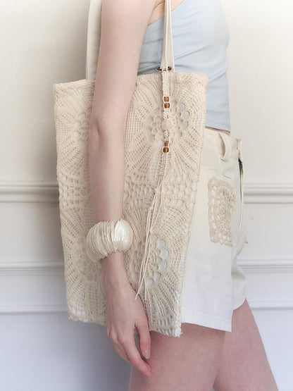 AnnoMundi Geometric Bloom Embroidered Canvas Tote