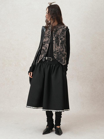 AnnoMundi Geometric Textured Hand Crochet A Line Skirt