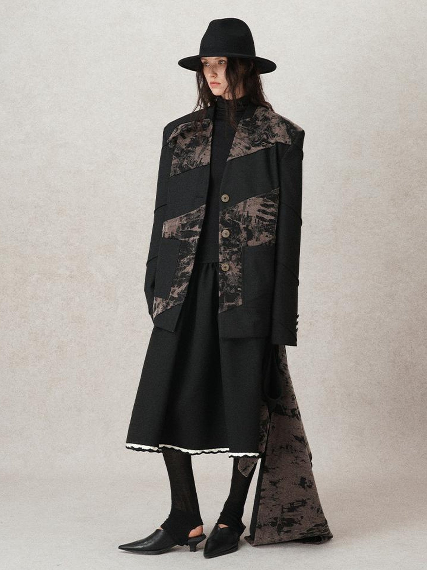 AnnoMundi Geometric Textured Hand Crochet A Line Skirt
