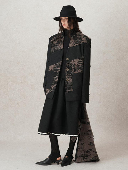AnnoMundi Geometric Textured Hand Crochet A Line Skirt