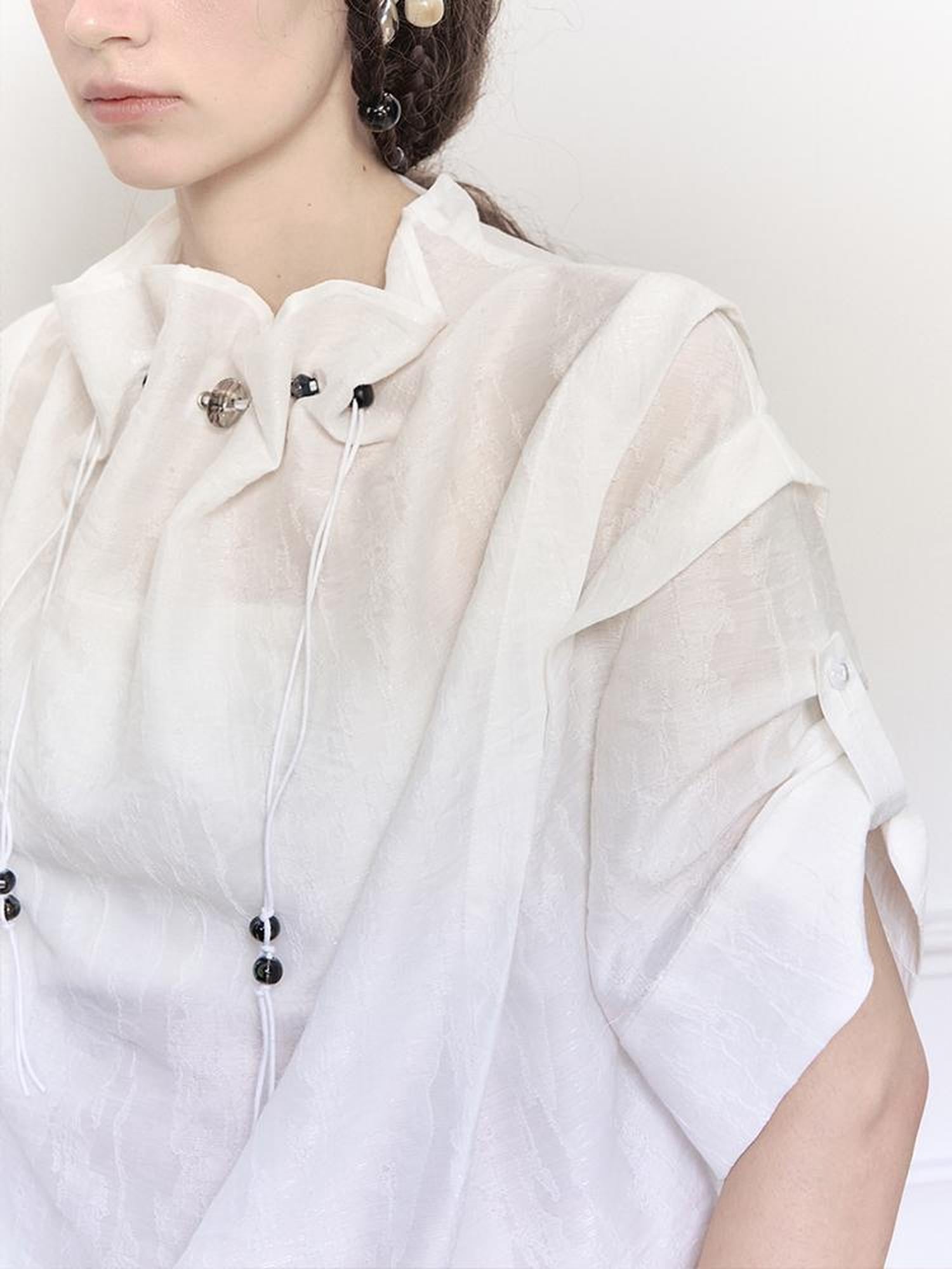 AnnoMundi Glass Weave Luster Shirt V-neck T-shirt Long-Sleeve