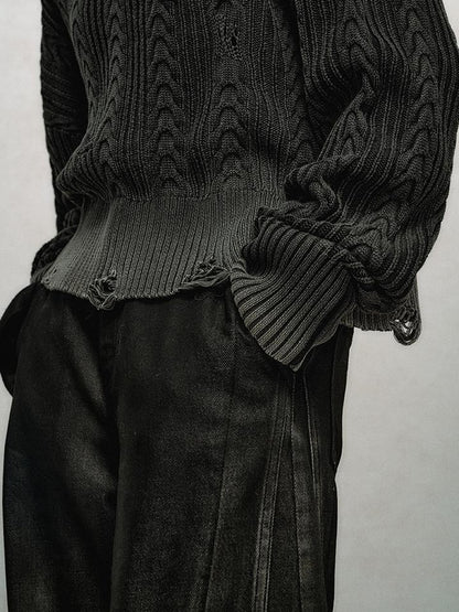 AnnoMundi Gradient Knit Crop Sweater With Distressed Detail
