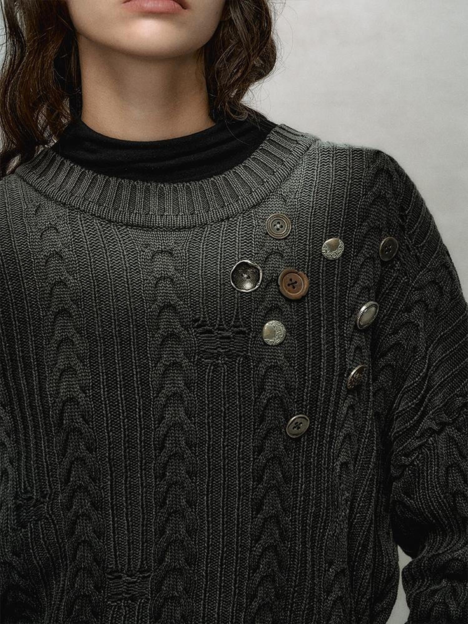 AnnoMundi Gradient Knit Crop Sweater With Distressed Detail