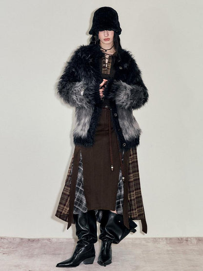AnnoMundi Gradient Long Hair Cardigan With High Neck
