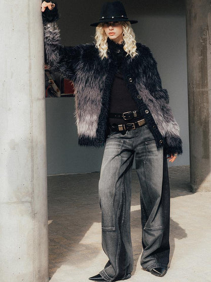AnnoMundi Gradient Long Hair Cardigan With High Neck