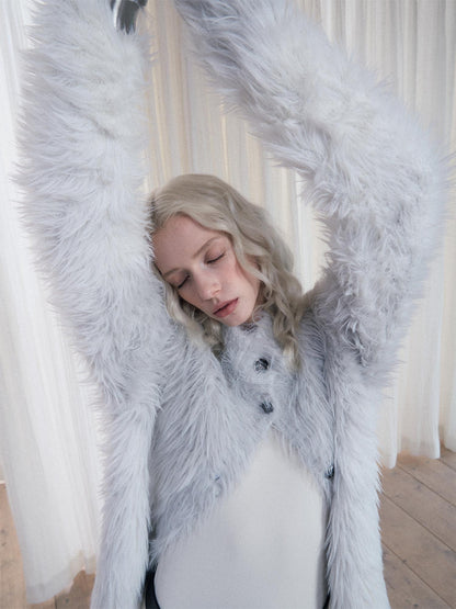 AnnoMundi Gradient Long Hair Cardigan With High Neck