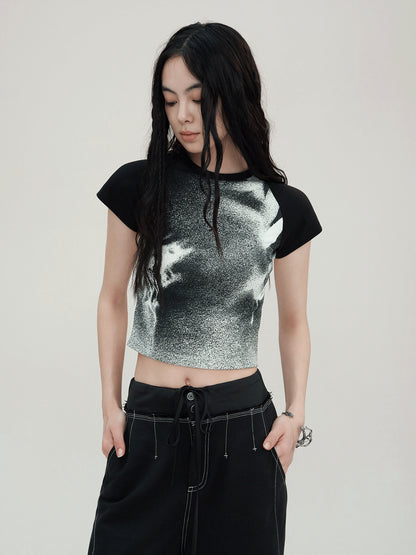 AnnoMundi Granular Gradient Shadow Floral Print Tee