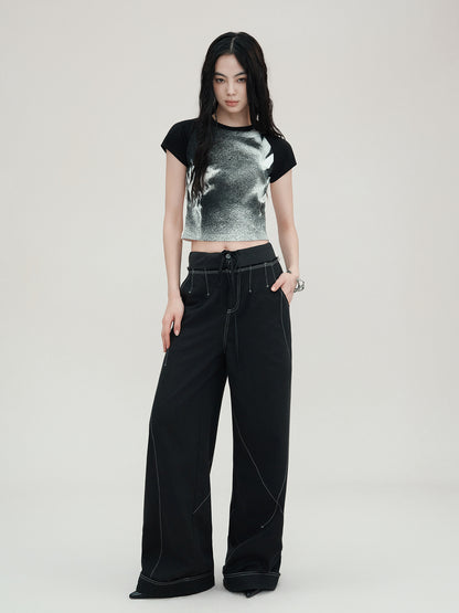 AnnoMundi Granular Gradient Shadow Floral Print Tee