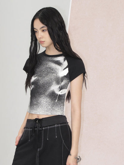 AnnoMundi Granular Gradient Shadow Floral Print Tee