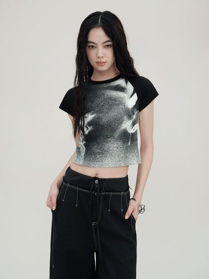 AnnoMundi Granular Gradient Shadow Floral Print Tee