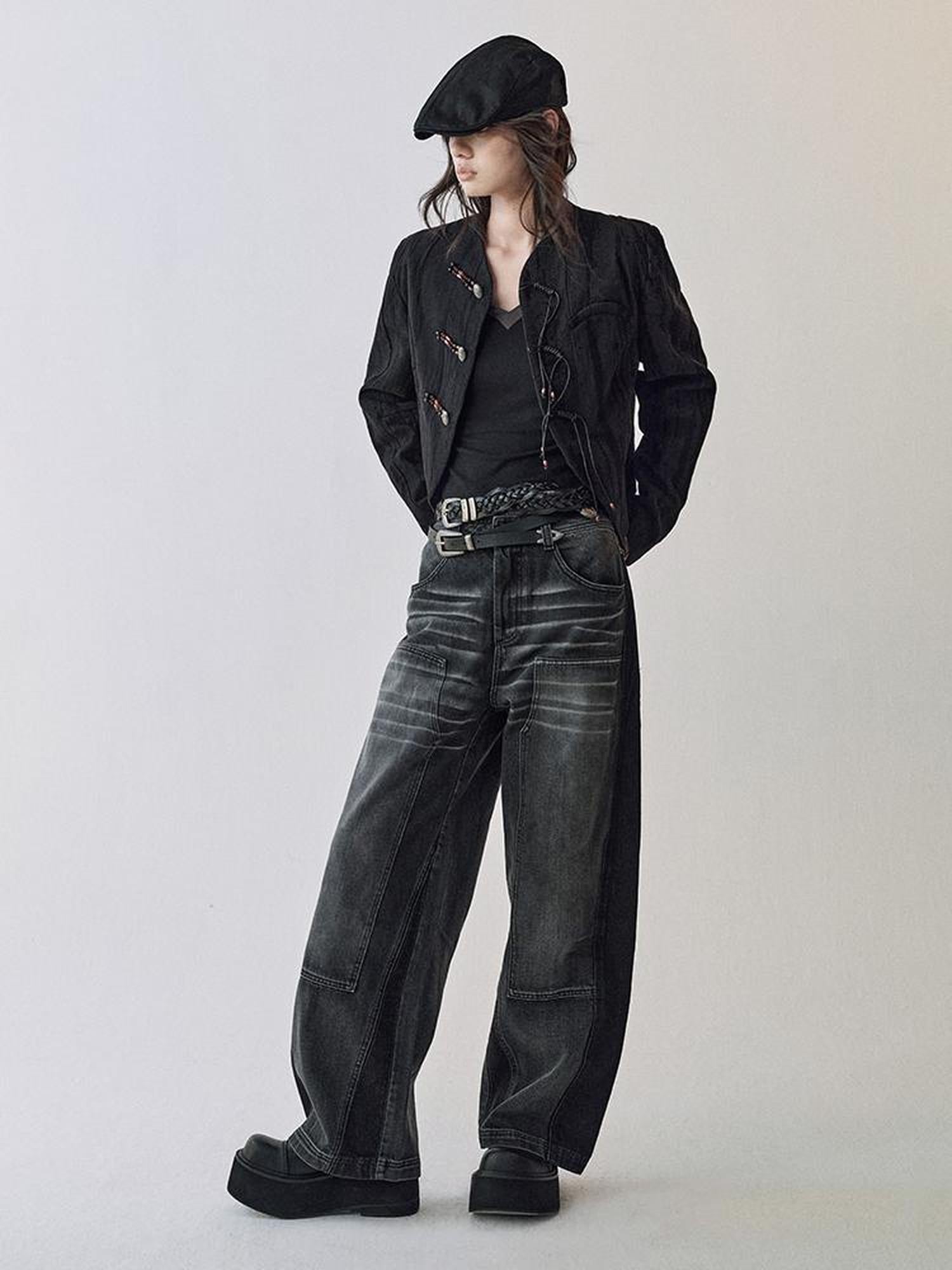 AnnoMundi Gray Whisker Washed Denim Jeans