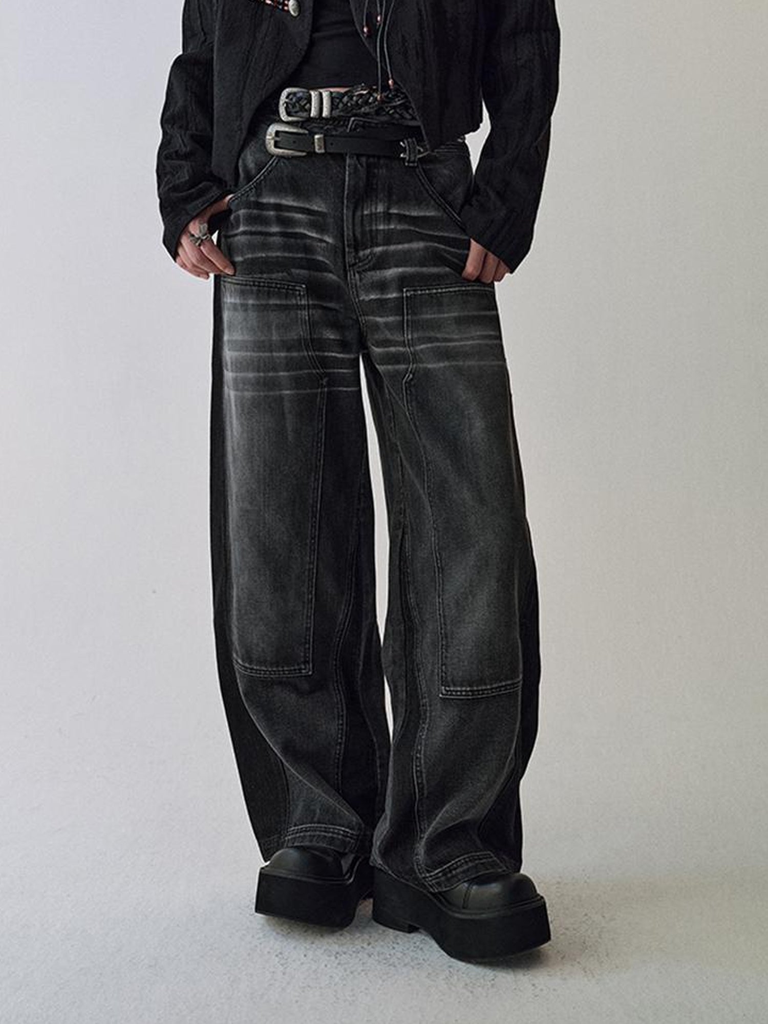 AnnoMundi Gray Whisker Washed Denim Jeans
