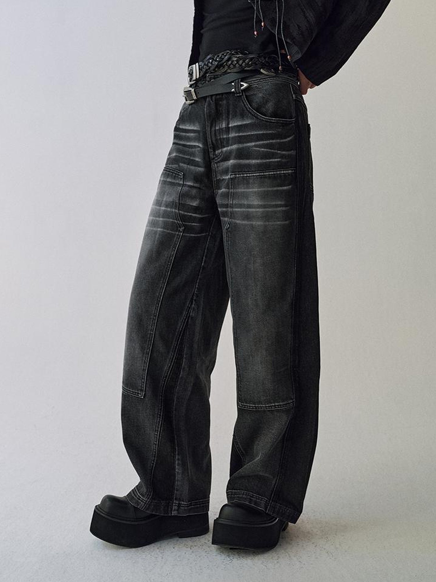 AnnoMundi Gray Whisker Washed Denim Jeans