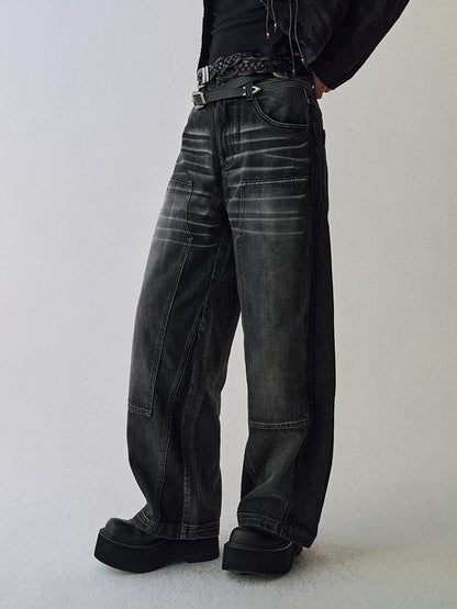 AnnoMundi Gray Whisker Washed Denim Jeans