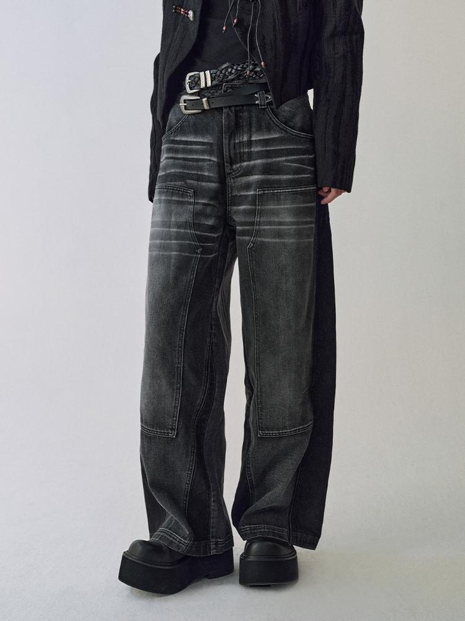 AnnoMundi Gray Whisker Washed Denim Jeans
