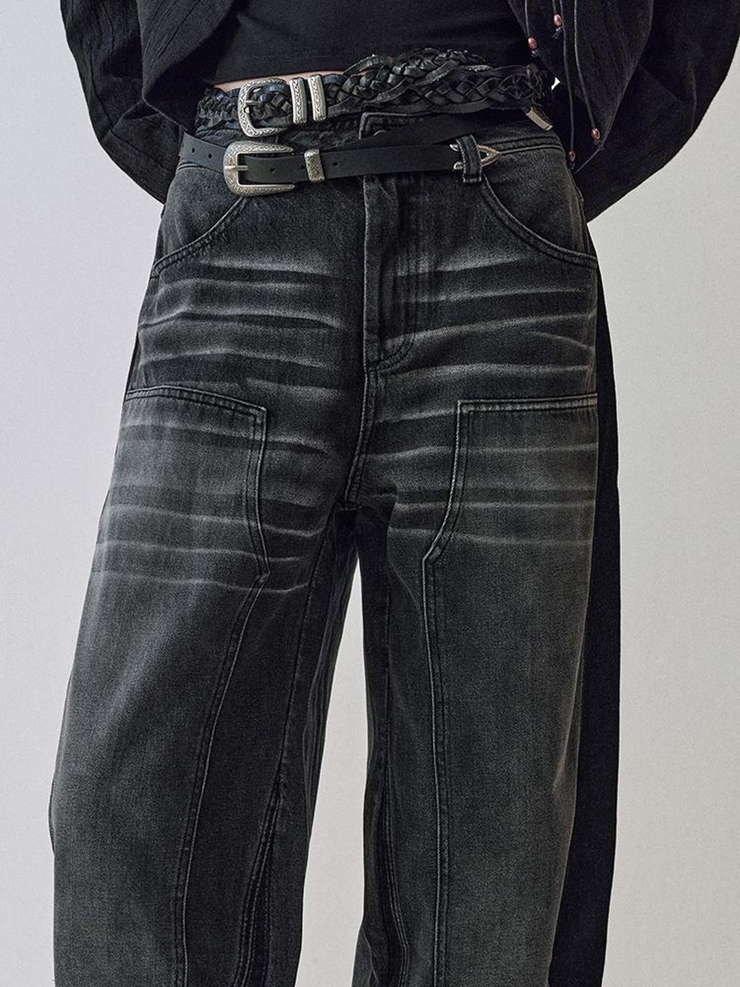 AnnoMundi Gray Whisker Washed Denim Jeans