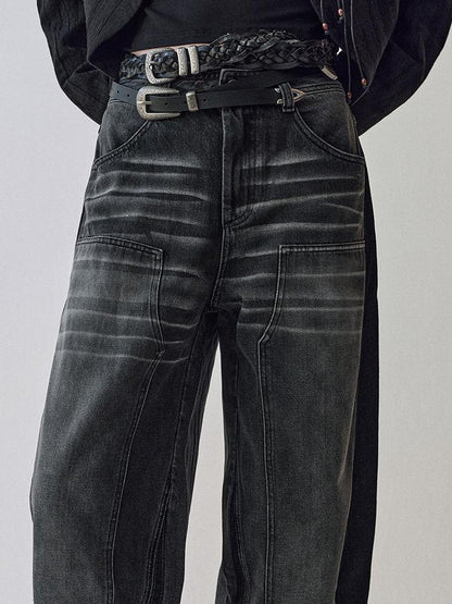 AnnoMundi Gray Whisker Washed Denim Jeans
