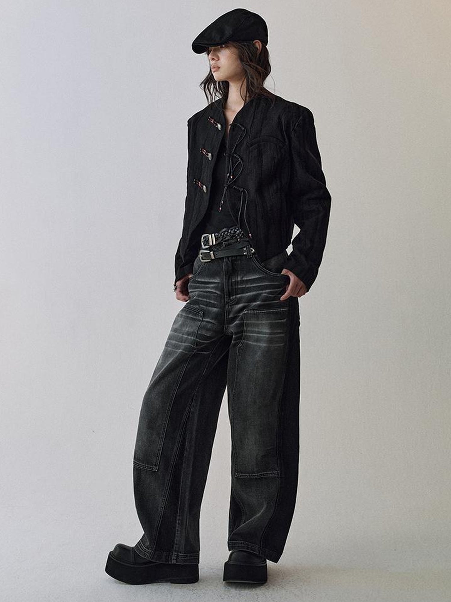 AnnoMundi Gray Whisker Washed Denim Jeans