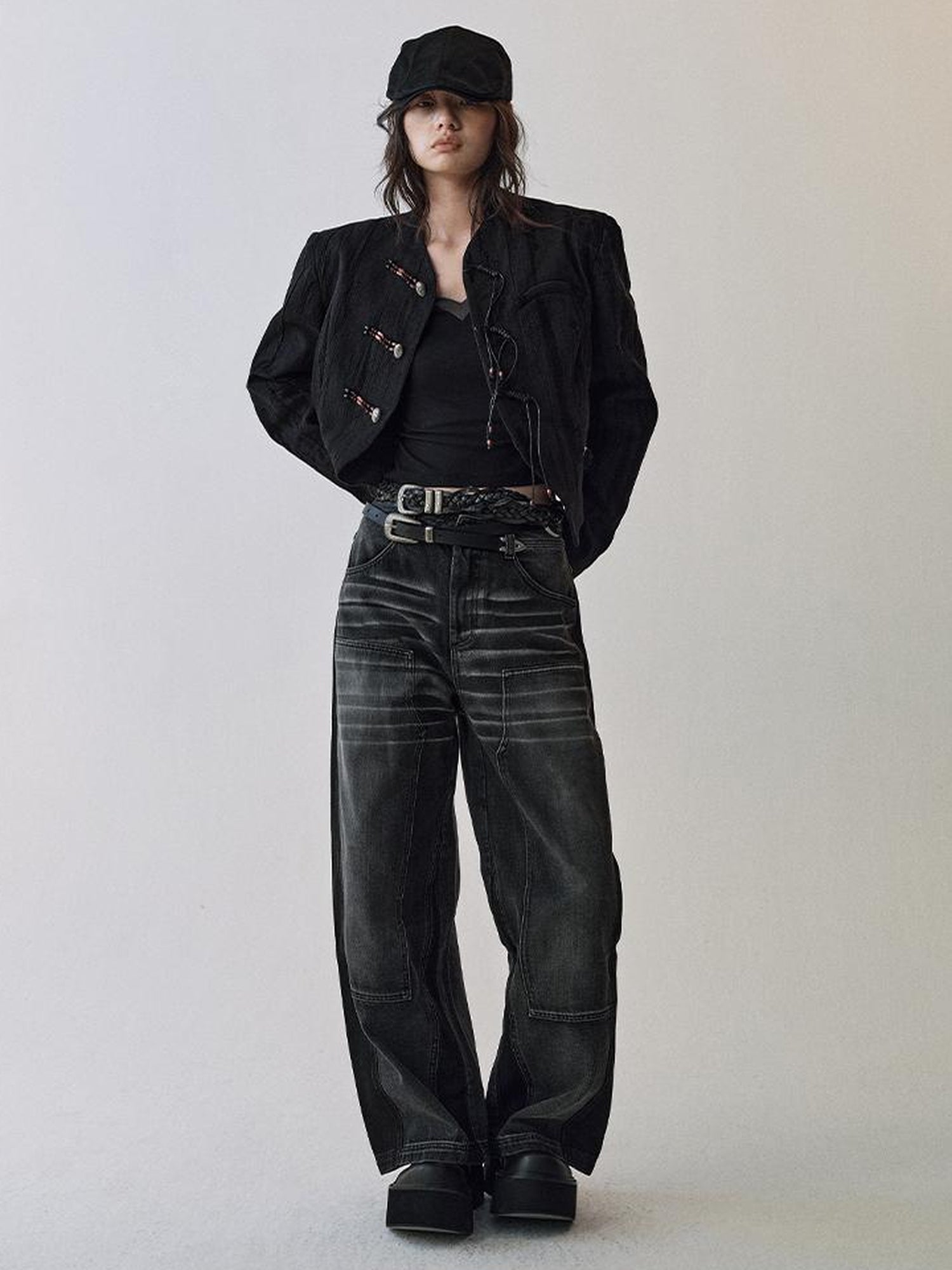 AnnoMundi Gray Whisker Washed Denim Jeans