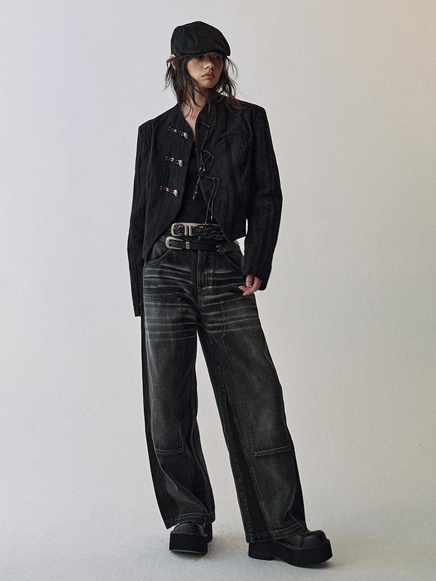 AnnoMundi Gray Whisker Washed Denim Jeans