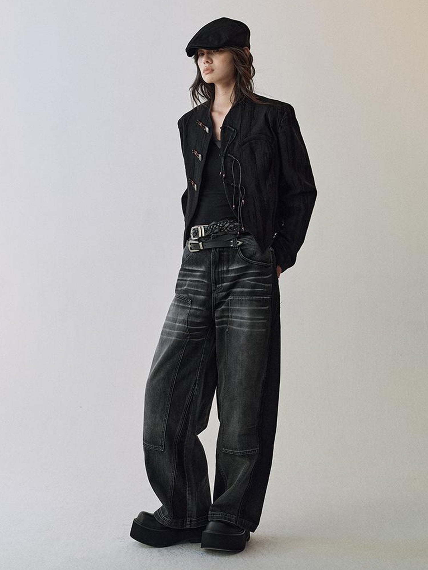 AnnoMundi Gray Whisker Washed Denim Jeans