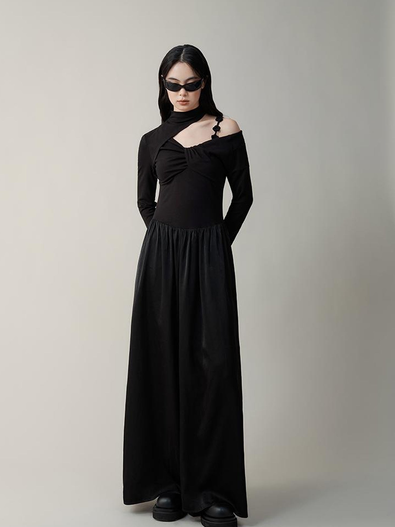 AnnoMundi Hand Embroidered V Neck Slip Dress With Detachable Floral Straps