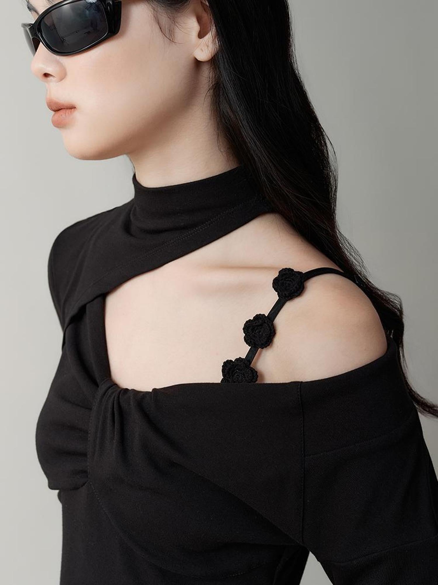 AnnoMundi Hand Embroidered V Neck Slip Dress With Detachable Floral Straps