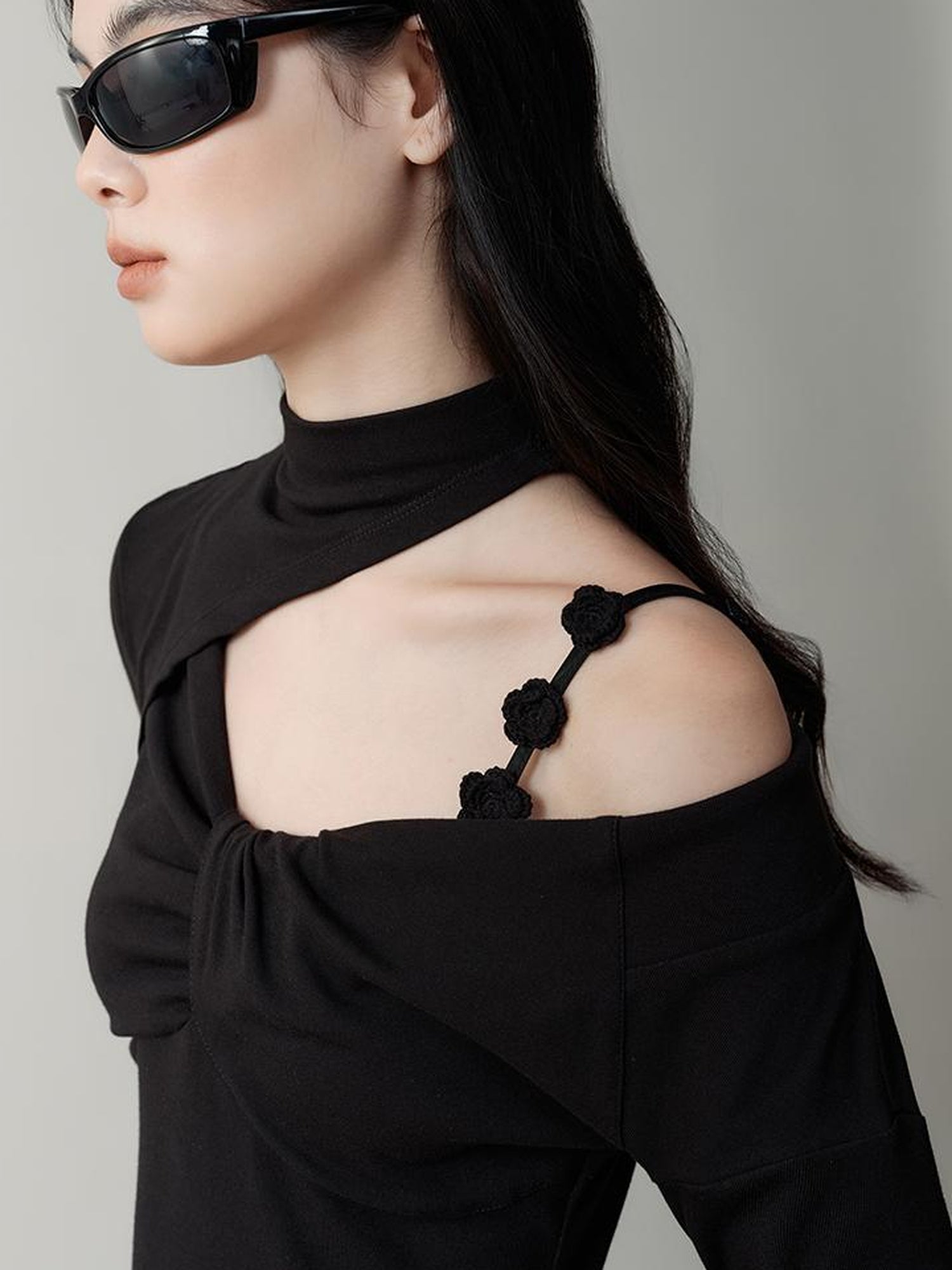 AnnoMundi Hand Embroidered V Neck Slip Dress With Detachable Floral Straps