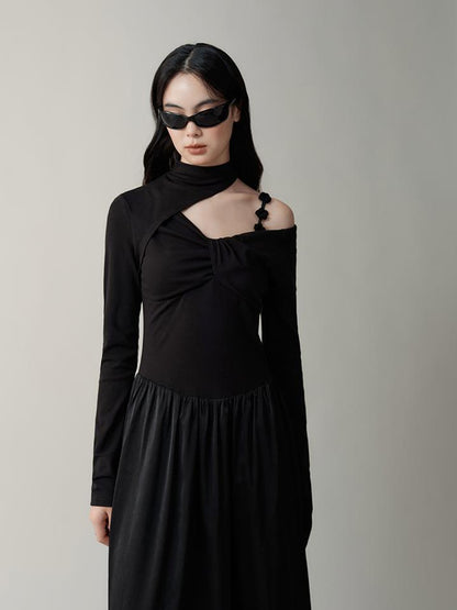 AnnoMundi Hand Embroidered V Neck Slip Dress With Detachable Floral Straps