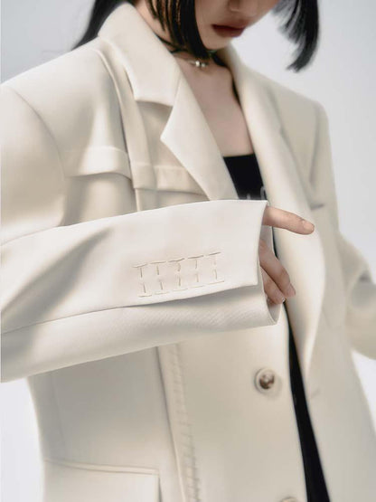 AnnoMundi Hand Pleated Stitch Detail Retro Oversized Blazer