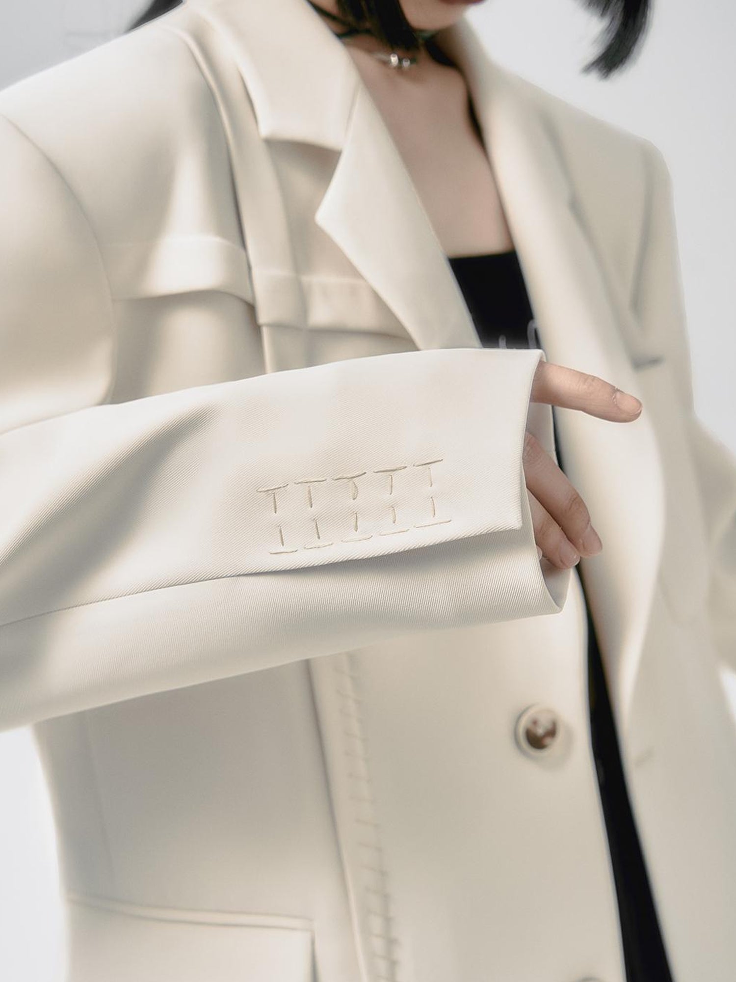 AnnoMundi Hand Pleated Stitch Detail Retro Oversized Blazer