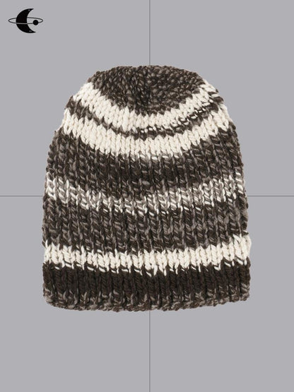 Hand Twisted Yak Wool Striped Beanie Hat