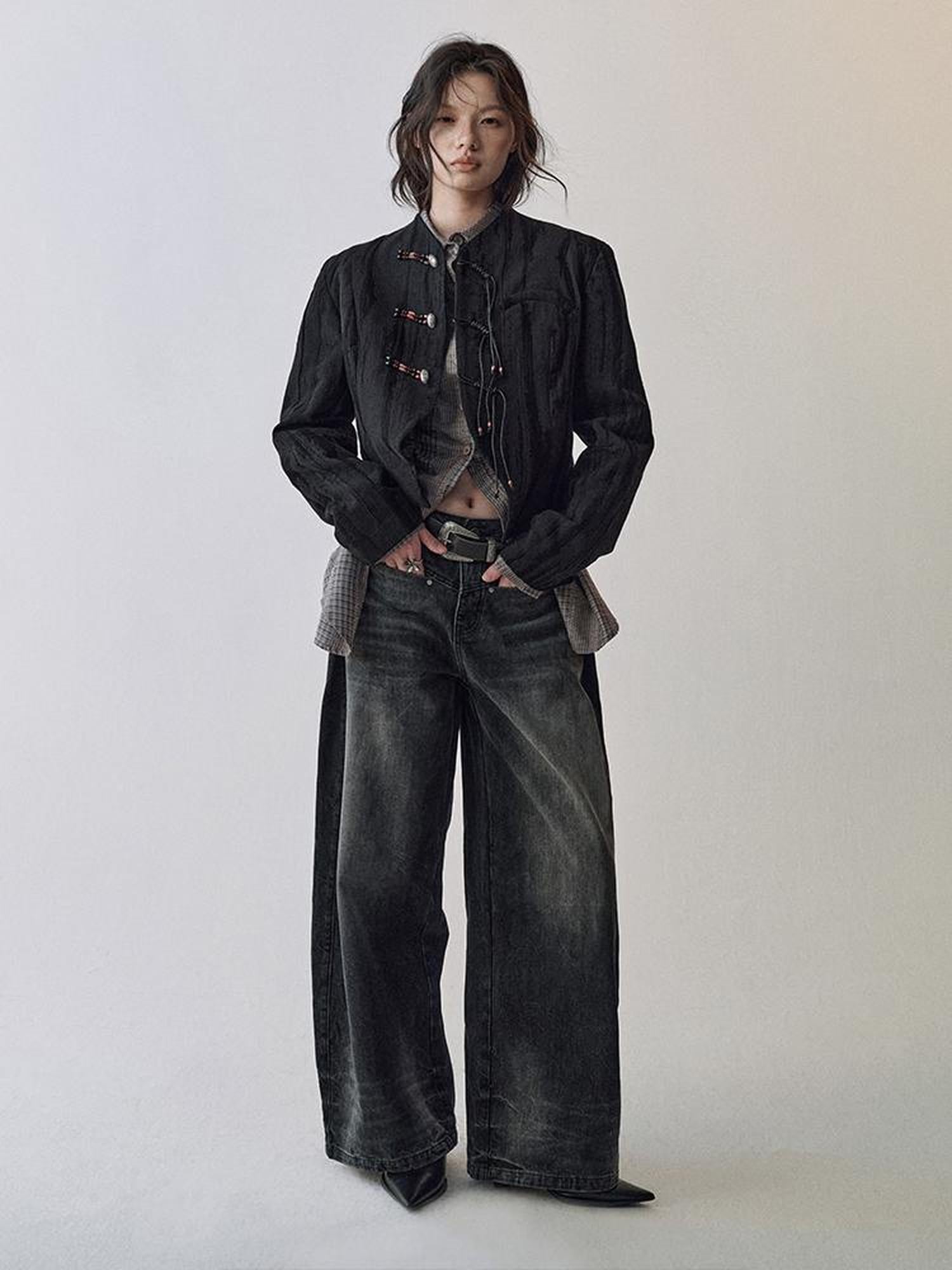 AnnoMundi Hand Woven Bamboo Knot Texture Short Blazer