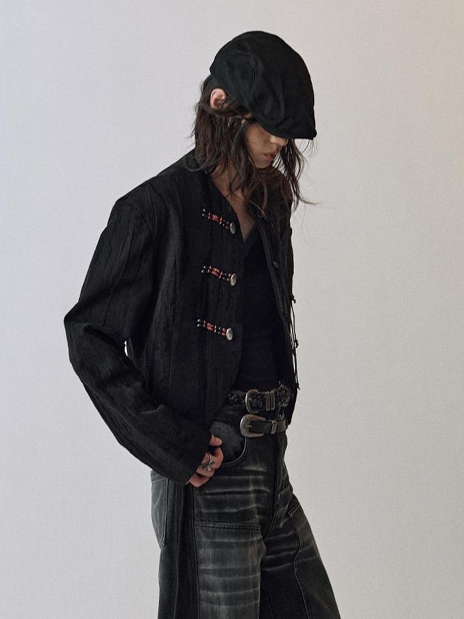 AnnoMundi Hand Woven Bamboo Knot Texture Short Blazer