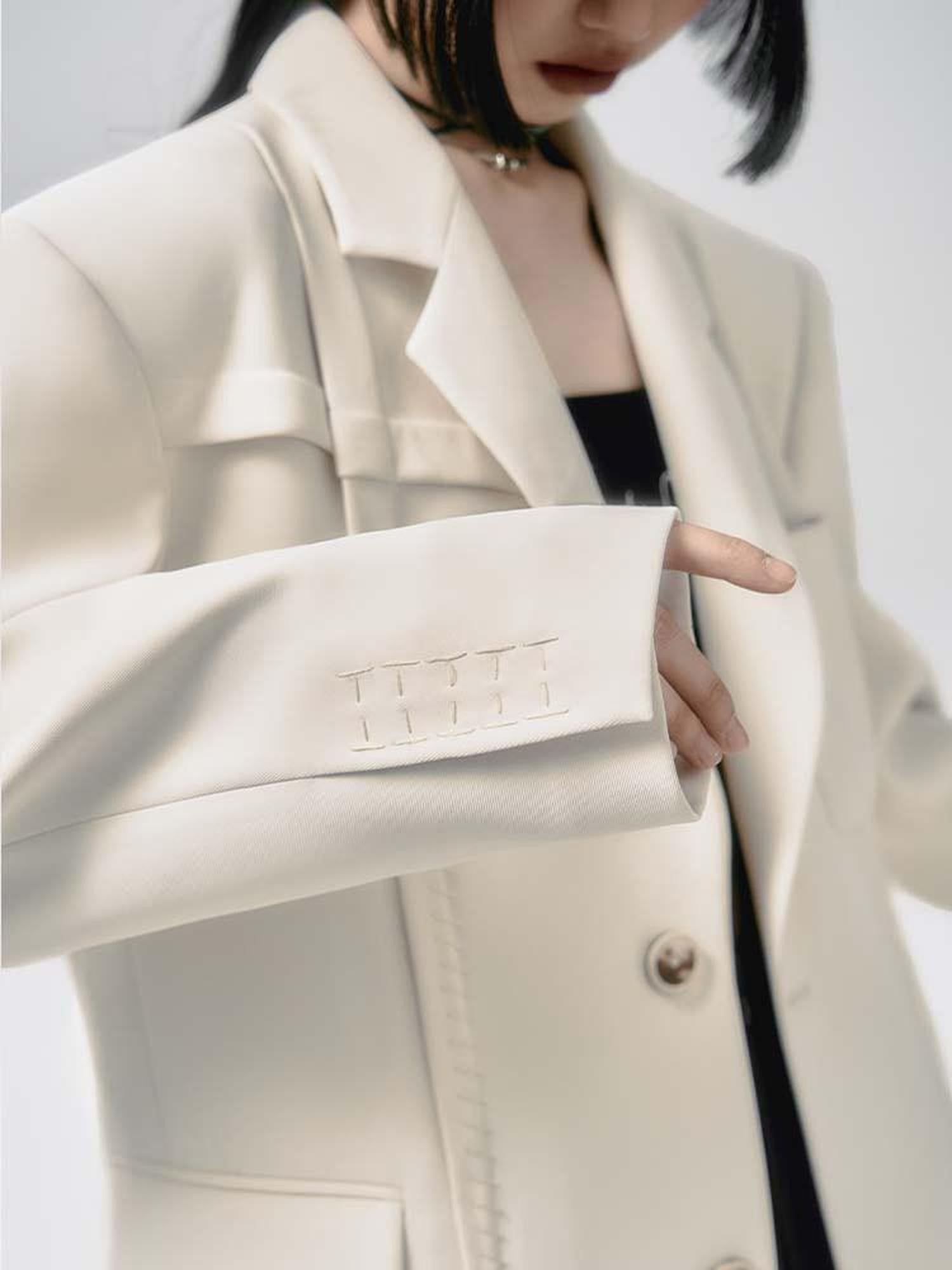 AnnoMundi Handmade Folded Seam Loose Single Row Suit Lapel Women&