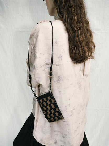 AnnoMundi Handwoven Beaded Cellphone Crossbody Bag With Moonwave Pattern