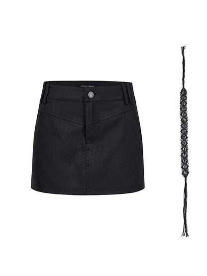 AnnoMundi Handwoven Beaded Rope Belt Low Waist A Line Mini Skirt