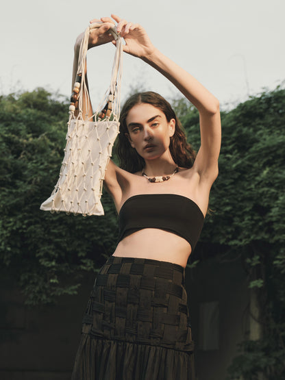 AnnoMundi Handwoven Beaded Tote Bag Distant Mountain Dusk