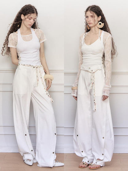 AnnoMundi Handwoven Bohemian Colorful Stone Waist Rope Belt