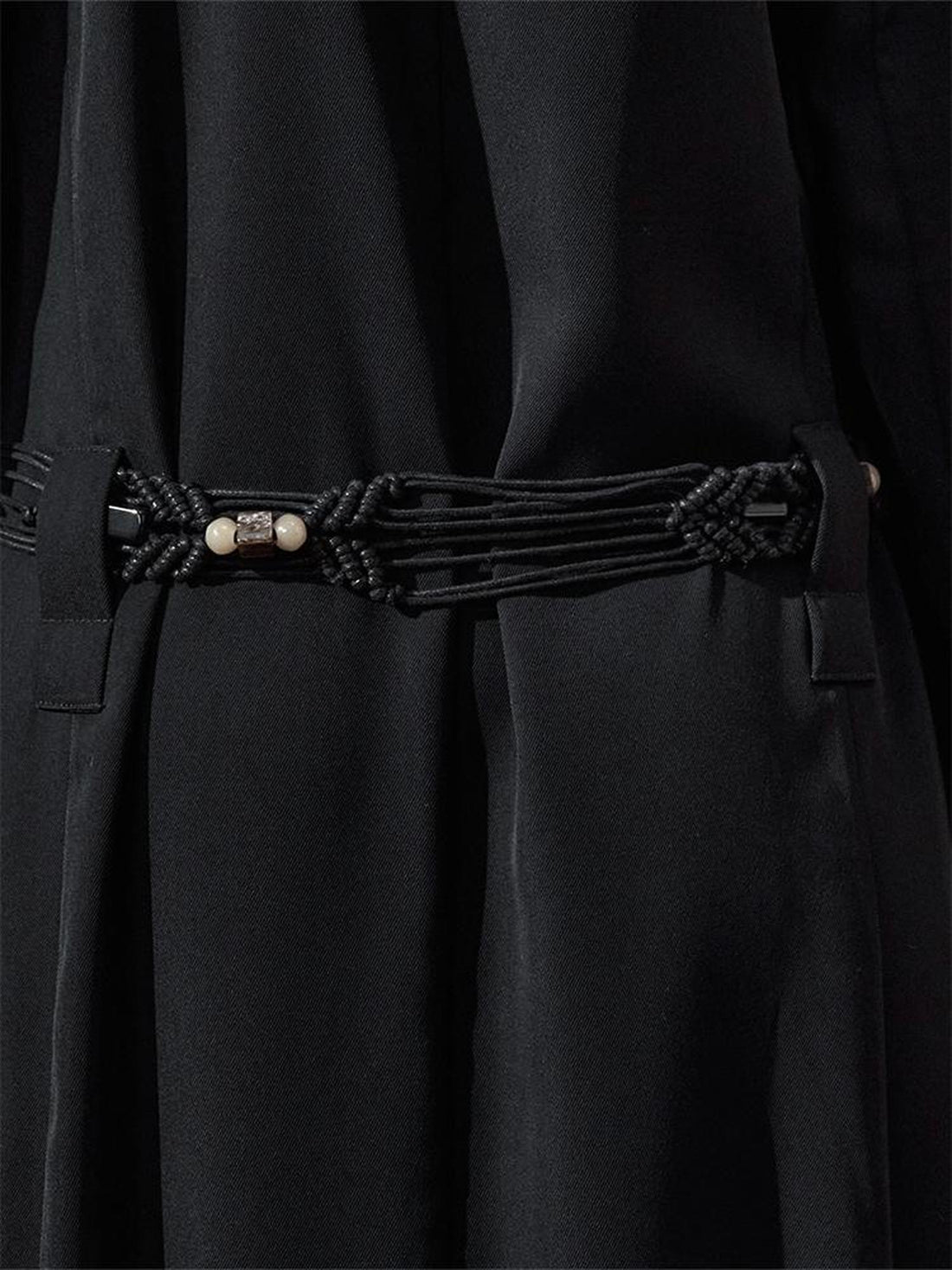 AnnoMundi Handwoven Cotton Waxed Rope Diamond Pattern Beaded Belt