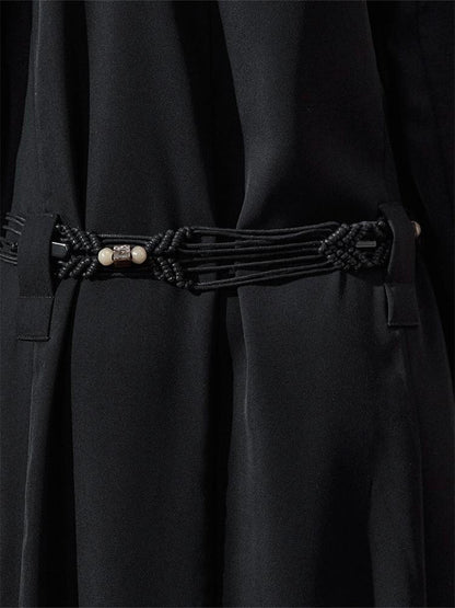 AnnoMundi Handwoven Cotton Waxed Rope Diamond Pattern Beaded Belt