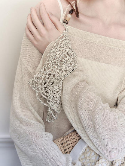 AnnoMundi Handwoven Crochet Granny Square Elastic Hair Tie